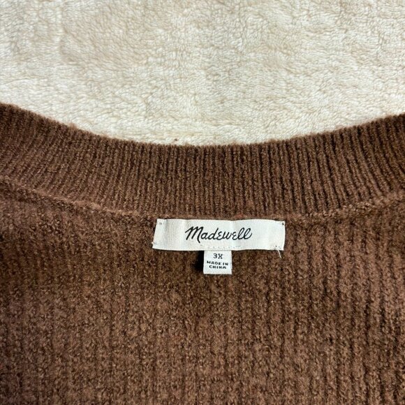 Madewell Womens Plus Melwood Square Neck Pullover Sweater 3X Coziest Yarn Brown - Picture 2 of 16